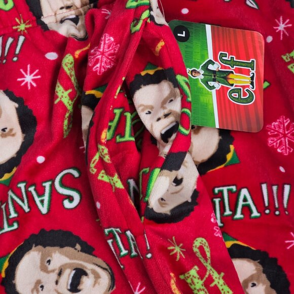 Elf Movie Santa's Coming Red Ultra Soft Holiday Men's Pajama Pants Size L NWT - Picture 6 of 11